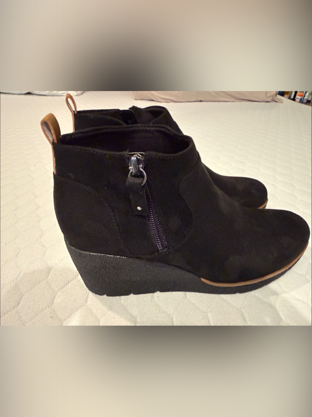 Dr. Scholl's Bianca Black Wedge Ankle Booties with Side Zip